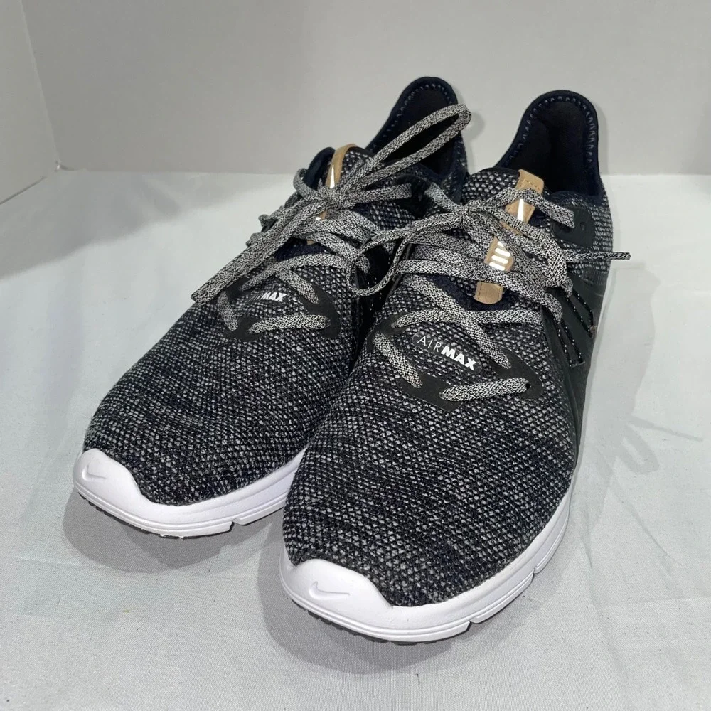Nike Air Max Sequent 3 Womens Running Shoes Black White 908993-011 Size 9